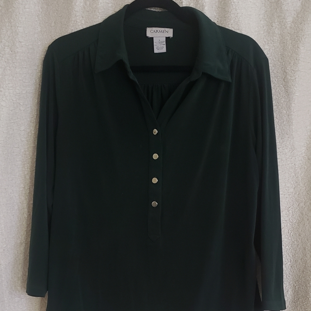 Back to the Office SALE! Deep Green Top by Carmen